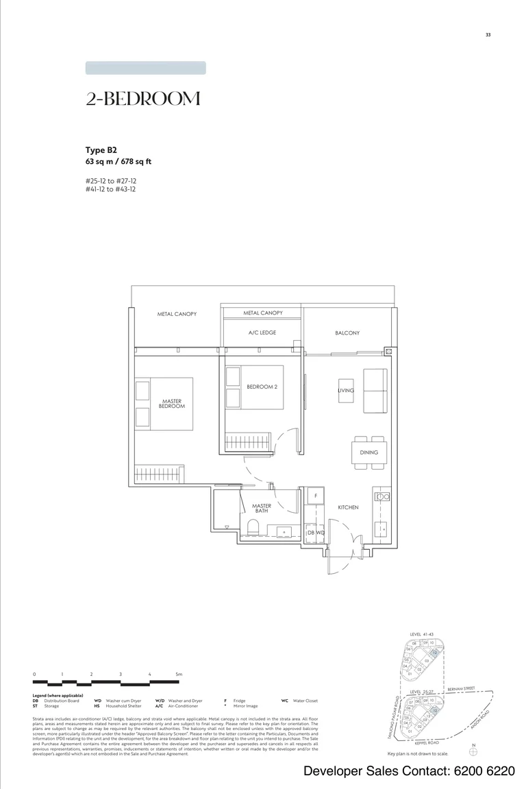 Newport Residences floor plan, Type B2, 2-Bedroom, 63 sq m, 678 sq ft, from the developer's brochure