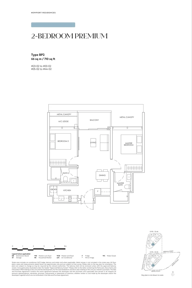 Newport Residences floor plan, Type BP2, 2-Bedroom Premium, 66 sq m, 710 sq ft, from the developer's brochure