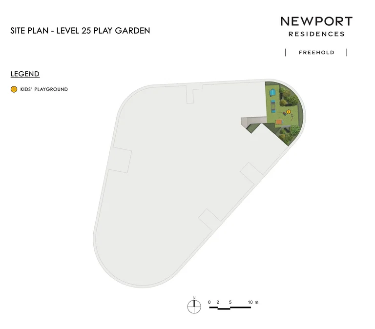 Newport Residences plan (developer graphic, not to scale): the Play Garden on Level 25 with the kids' playground